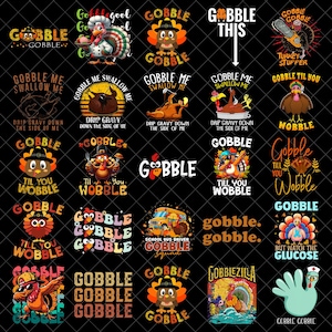 Thanksgiving Gobble PNG Bundle, Turkey PNG, Family Gobble Thanksgiving Png, Thanksgiving Digital Download, Fall Png, Women Thanksgiving Png