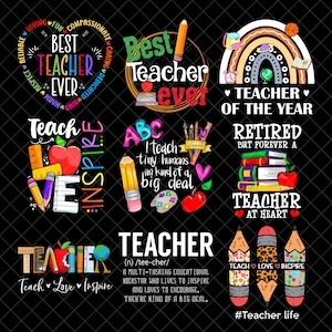 Best Teacher ever Png Bundle, Teacher&#39;s Day png, Teacher png, floral Teacher png, Back To School Png, Sublimate designs download