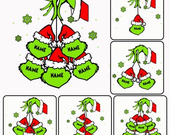 Greenmas Family Png, Custom Name Kids Family Christmas Png Bundle, Christmas Family Tee, Cartoon Christmas Png, Gift For Family