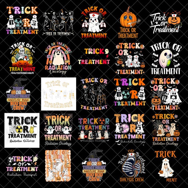 トリック・オア・トリート PNGバンドル、ハロウィーン医療PNG、放射線腫瘍透析看護師昇華、不気味なヘルスケアデジタル