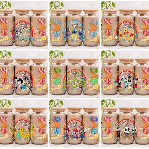 Cartoon Easter Day Bundle 16oz Libbey Glass Can PNG, Happy Easter Cartoon Bunny Glass Can Wrap PNG, Easter Vibes Libbey Can Wrap PNG
