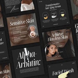 145 Skincare Instagram Templates, Esthetician Instagram Template, Dermatologist Templates , Beauty posts, Skincare Coach Social Media