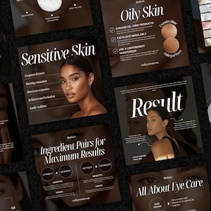 Black Luxury Skin Expert Instagram Template Mega Bundle , Skin Specialists, Beauty Businesses and Spas, Skincare Coaching