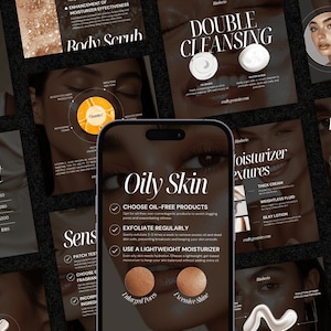 Luxury Black Skin Expert Instagram Templates, Skin Specialists, Beauty Businesses and Spas, Skincare Coaching, Acne Social Media Posts