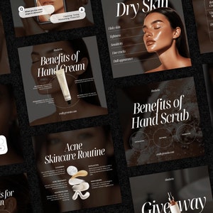 Luxury Black Skin Expert Instagram Templates, Skin Specialists, Beauty Businesses and Spas, Skincare Coaching, Acne Social Media Posts
