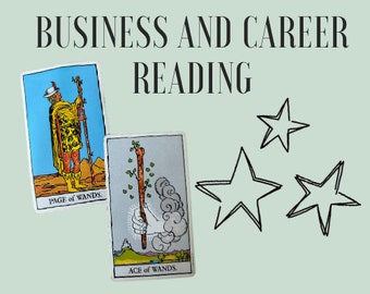 May include: Two tarot cards, the Page of Wands and the Ace of Wands, are displayed against a light blue background with three black stars. The cards are from a standard Rider-Waite tarot deck.