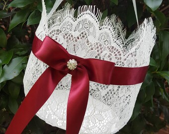 Re-Embroidered Chantilly Lace - White Floral Baskets main image 0
