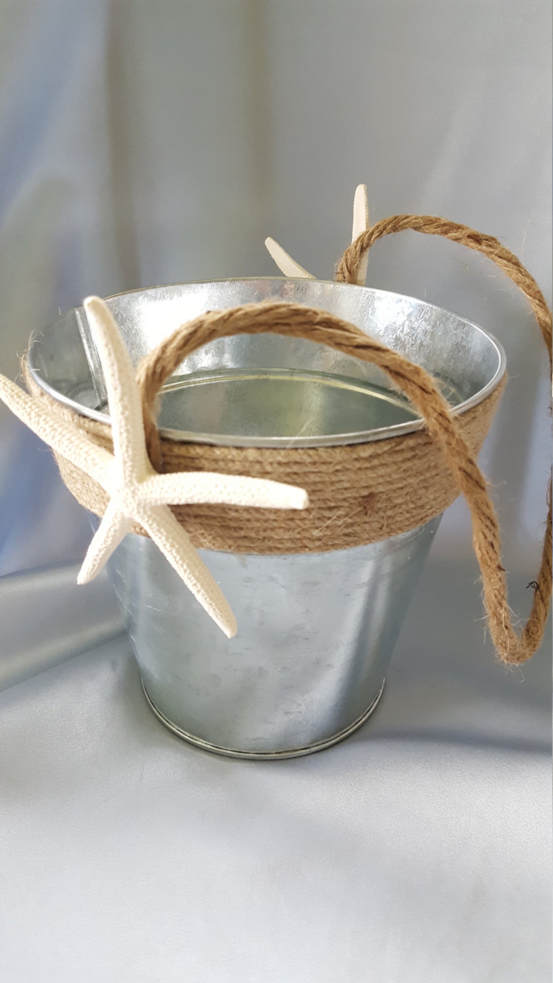 Beach Wedding Flower Girl Basket Galvanized Metal Bucket Etsy