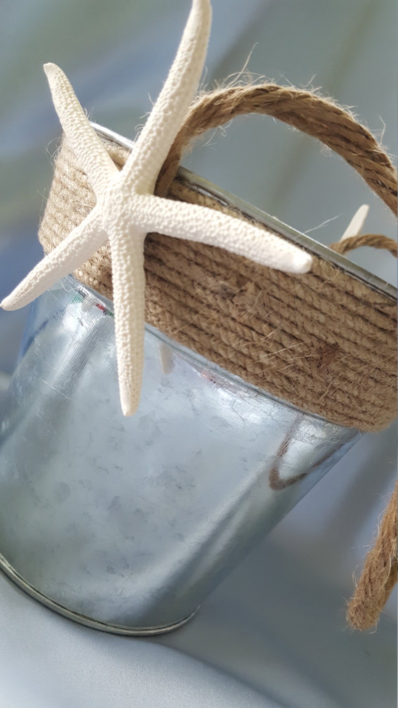 Beach Wedding Flower Girl Basket Galvanized Metal Bucket Etsy