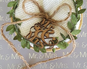 Rustic Wedding Ring Bearer Pillow Mr & Mrs Box