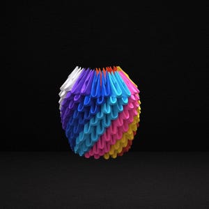 3D Origami Pen Stand: Handmade Multicolor Paper Desk Organizer