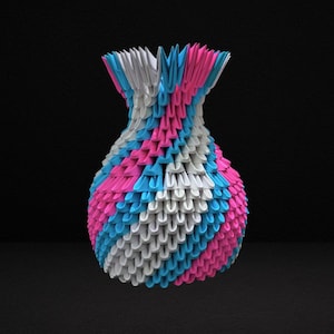 Bellissimo vaso di fiori – Arte di carta fatta a mano / Vaso decorativo origami, decorazione da tavolo ecologica, elemento decorativo modulare per la casa