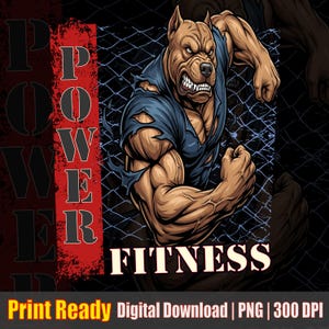 Pitbull de entrenamiento físico PNG – Diseño de gimnasio para perros musculosos | Camiseta para perro culturista PNG | Lista para imprimir y descarga instantánea