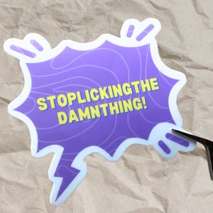 Gale STOPLICKINGTHEDAMNTHING of Waterdeep tekstballon -2,5" GLANZEND vinyl Waterbestendige Gale Dekarios-sticker - BG3 Baldur's gate 3