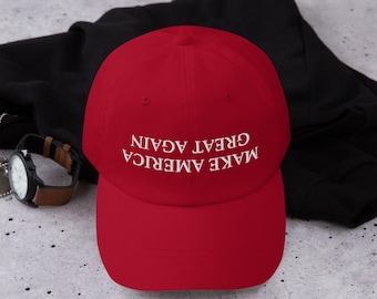 Embroidered Upside Down MAGA Dad Hat: Funny Anti-Trump Political Cap