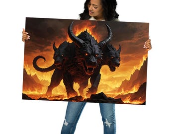 Cerberus Hellhound Poster: Mythical Dog Art Print