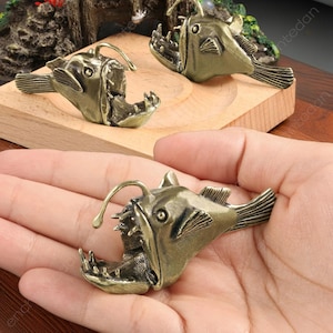 Vintage Brass Fish Ornament - Golden Rabbit Sculpture, Gift for Ocean Lovers, Animal Figurines Collection, Desktop Ocean Decor