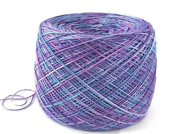 Hand Dyed Bamboo Yarn Soft Shiny Yarn Unique DIY Weaving Tassel Yarn Indie Dyed Fingering Weight 990 yards Grape Purple Blue- Hyacinth