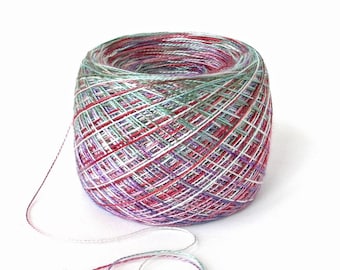 Hand Dyed Yarn Tencel Lace Weight Yarn 730 yards Indie Dyed by FiberFusion Soft Shiny Green Rose Purple Yarn Weaving Stitching - Wild Ivy