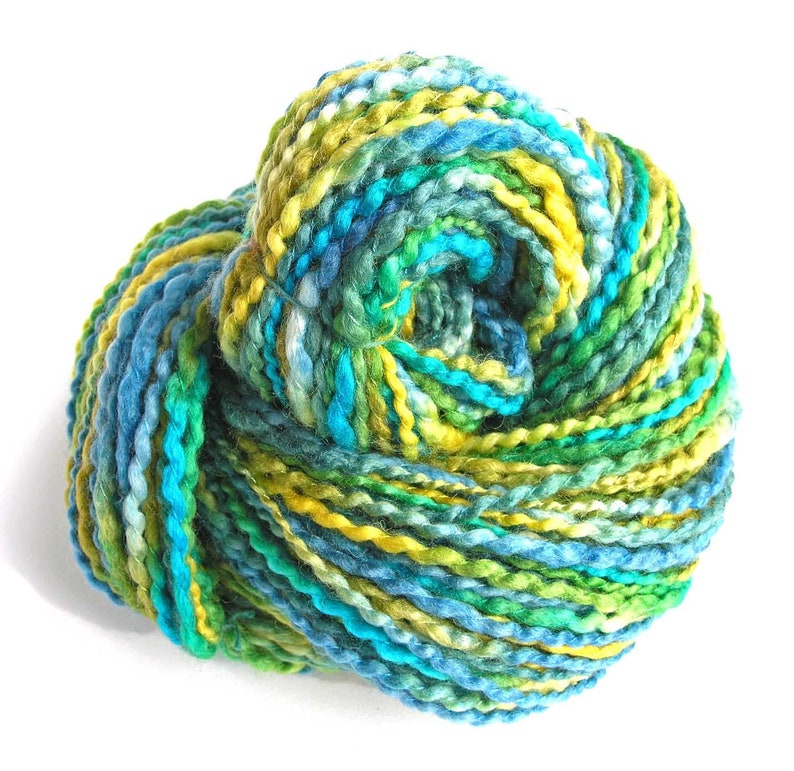 Handspun Yarn Hand Dyed Wensleydale Wool Silk Bulky Yarn 185 Etsy