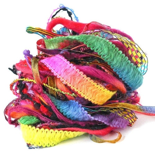 Art Yarn Bundle Wool Mixed Fiber Novelty Textile Sampler Pack Etsy