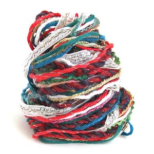 Vintage Christmas Yarn Bundle: Mixed Fiber Textile Sampler (20 Yards)