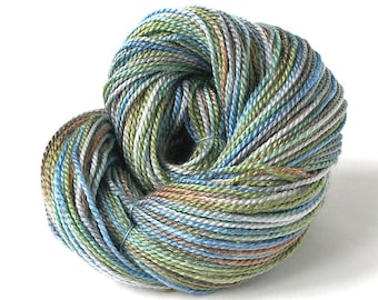 Hand Dyed Yarn Merino Wool Bamboo Sport Weight Yarn 255 yards Soft Shiny Variegated Blue Grey Green Tan Unique Yarn FiberFusion - Seafoam