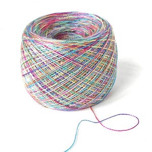 Hand Dyed Yarn Tencel Lace Weight Variegated Colorful Yarn 1000 yards Weaving Yarn Indie Dyed Easter Yarn by FiberFusion - April Rainbow