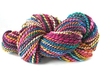 Handspun Yarn Hand Dyed Superwash Merino Wool Nylon Bulky Weight Colorful Art Yarn by FiberFusion 195 yards Jewel Tones- Dark Gemstone