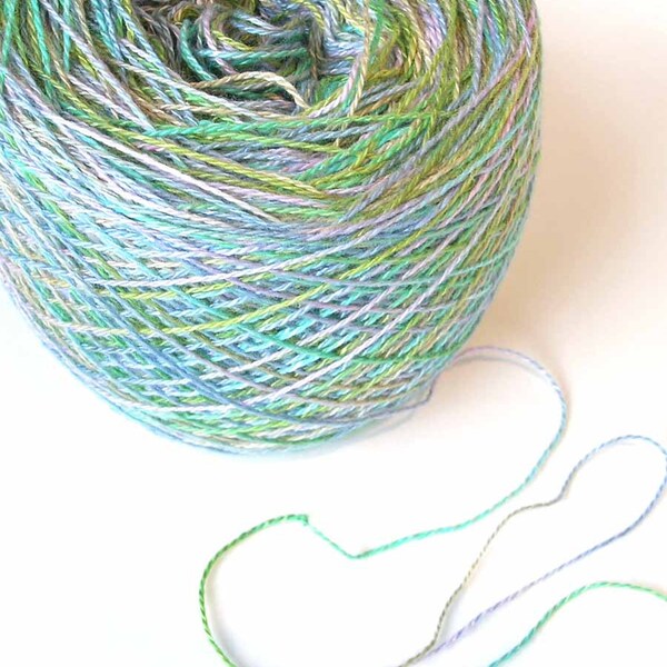 Hand Dyed Cotton Rayon Yarn Lace Yarn - Ocean Breeze