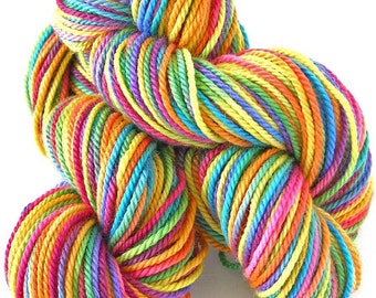 Hand Dyed Yarn Baby Alpaca Merino Wool Silk Sport Weight 185 yards Variegated Rainbow Indie Dyed One of a Kind Soft Vibrant Yarn-Fruit Candy