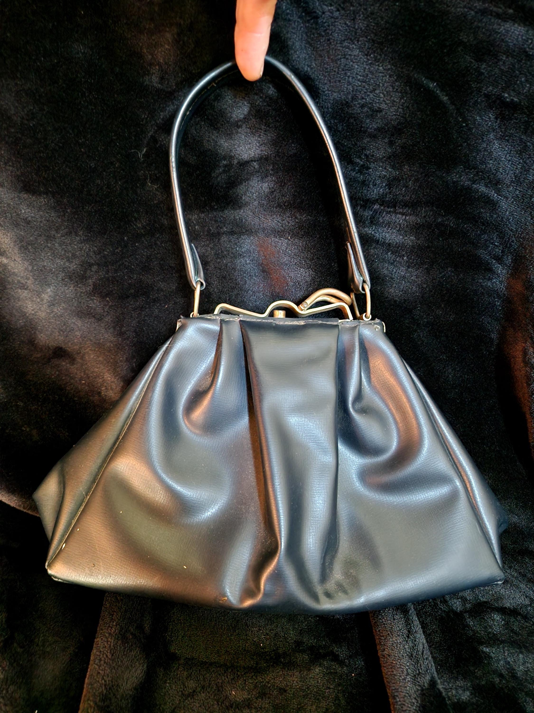 Sac à Main Vintage En Cuir Des Années 70/80 - Marque Galli - Style Cartable Avec Clé Fonctionnelle - Occasion Très Bon état