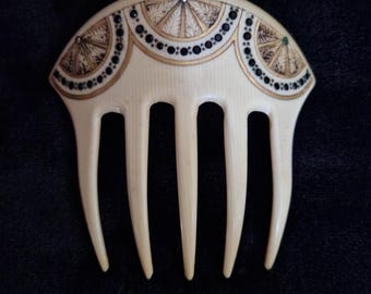 Antique Art Nouveau Hair Comb Ivorine, Vintage French Hair Accessory 1900s, Bridal Hair Comb, Decorative Vanity Piece