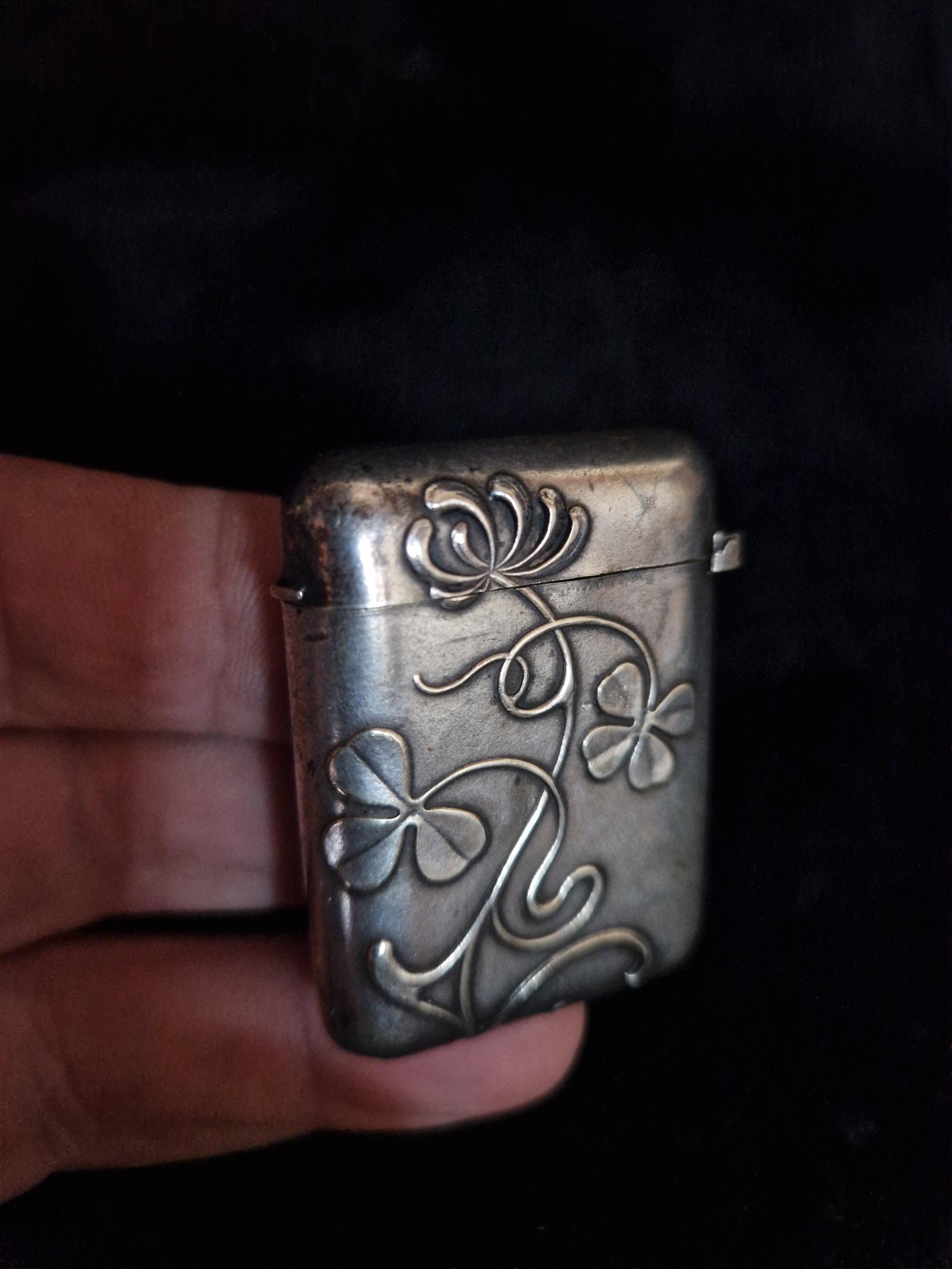 Porte-allumettes Ancien En Verre Côtelé Avec Bord En Argent Massif - Royaume-Uni - Bon état