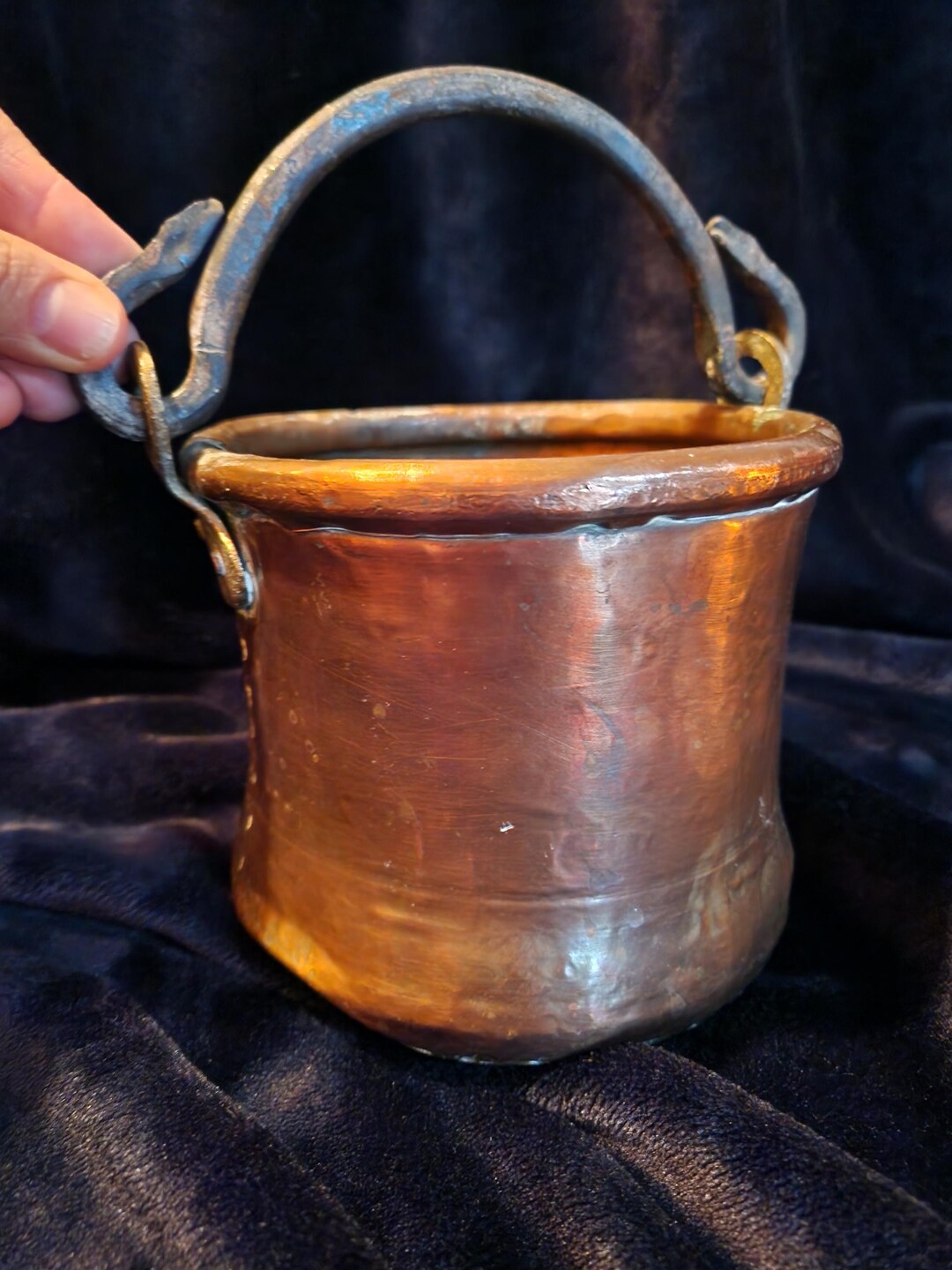 This is a Beautiful 19th-century Copper Cauldron Featuring a Hand ...