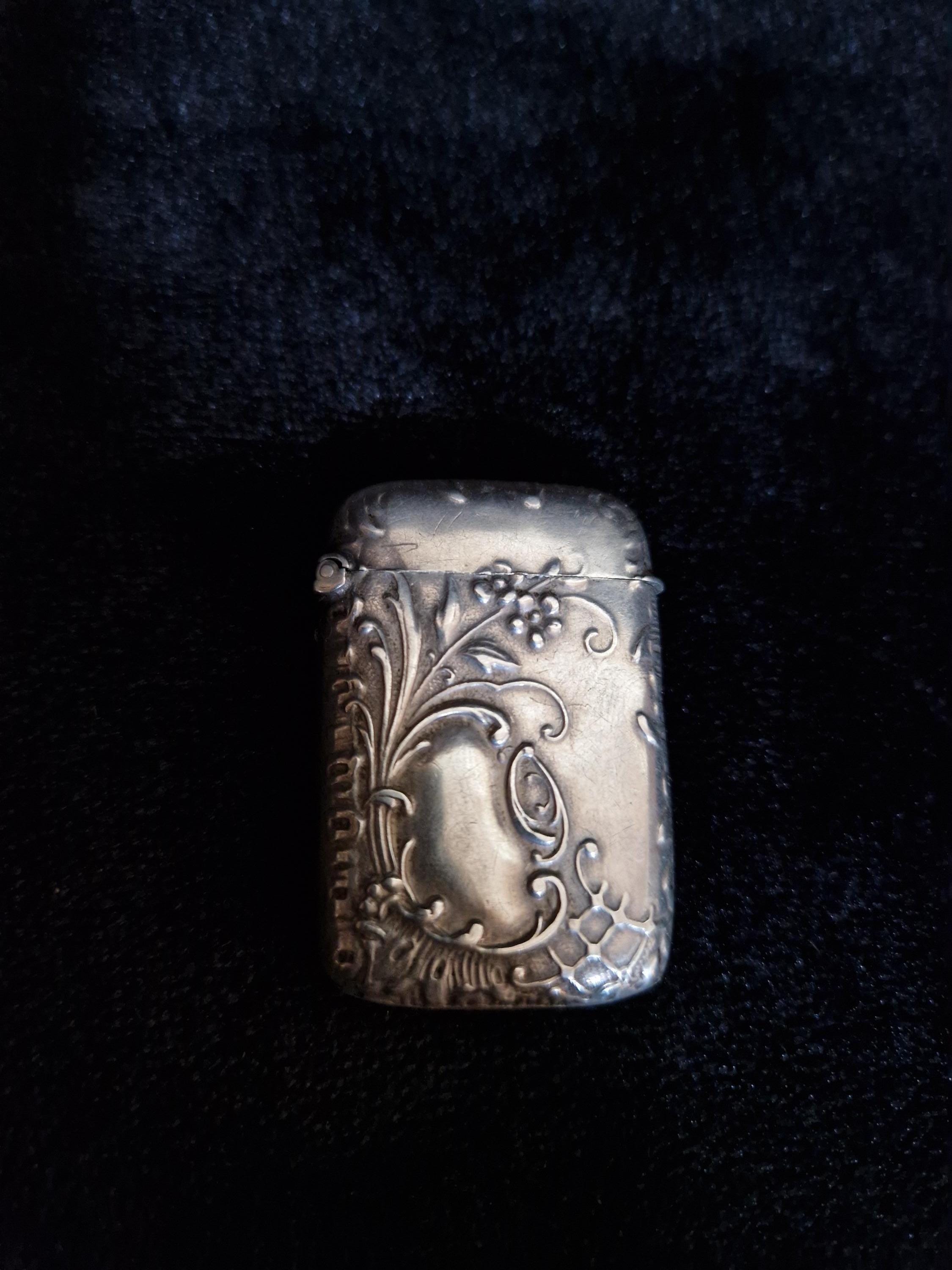 Antique Art Nouveau Match Safe (Pyrogene) - Silver Plated Match Holder