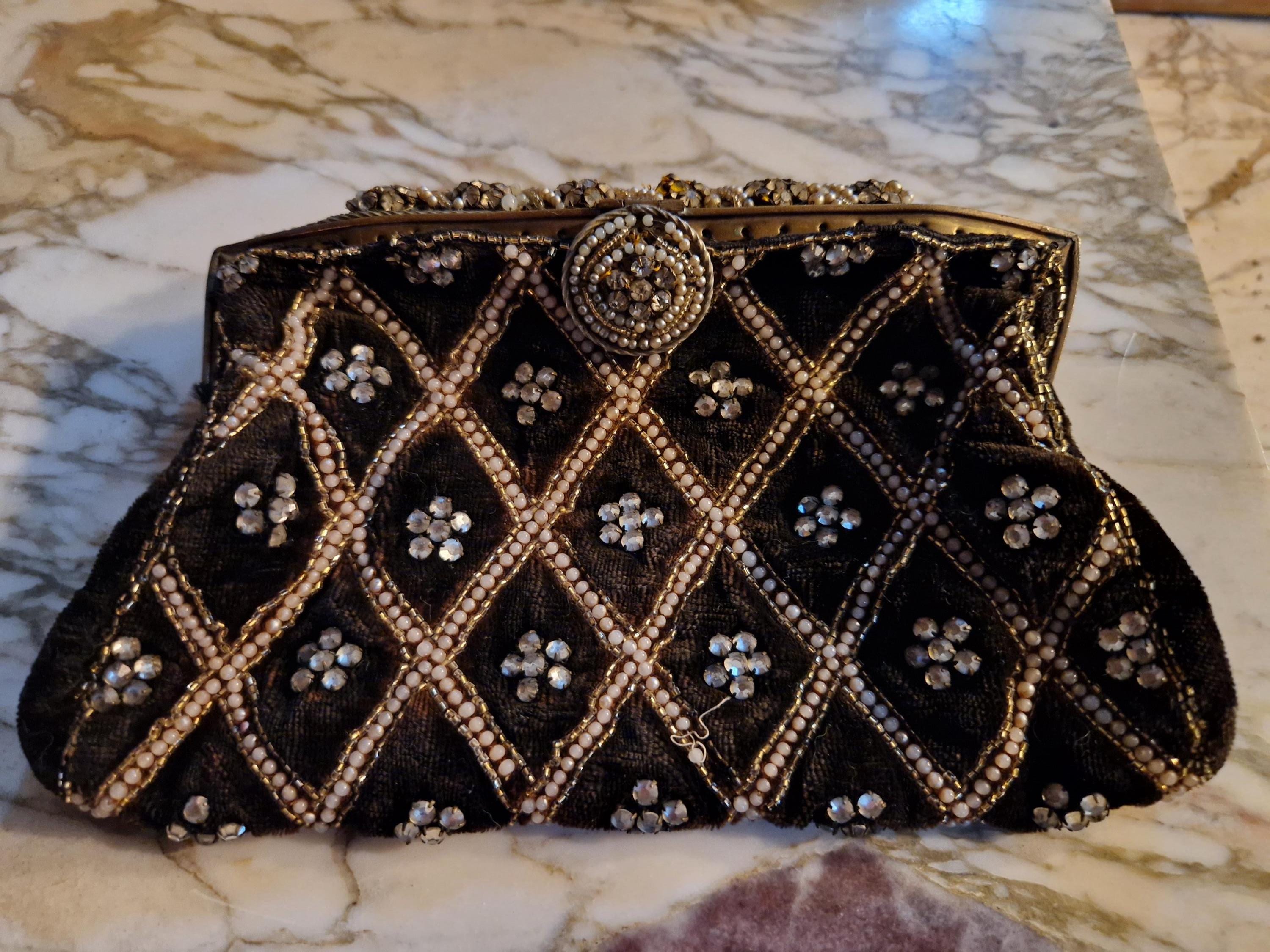アンティークベルベット刺繍　ハンドバッグ 1920s Velvet Bag - Etsy