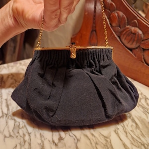 ancien Jaune Sac à main or fermoir et texturé tissu, une rétro mode
