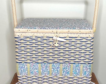 Vintage Sewing Basket with Handle – Retro Craft Storage – Classic Sewing Organizer