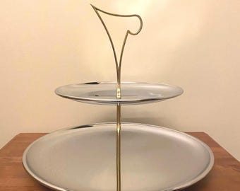 Vintage Riviera Lifetime Chrome Ware | Vintage Two-Tier Chrome Server | Mid Century Modern Retro Party Tray | Dessert And Dainties Server