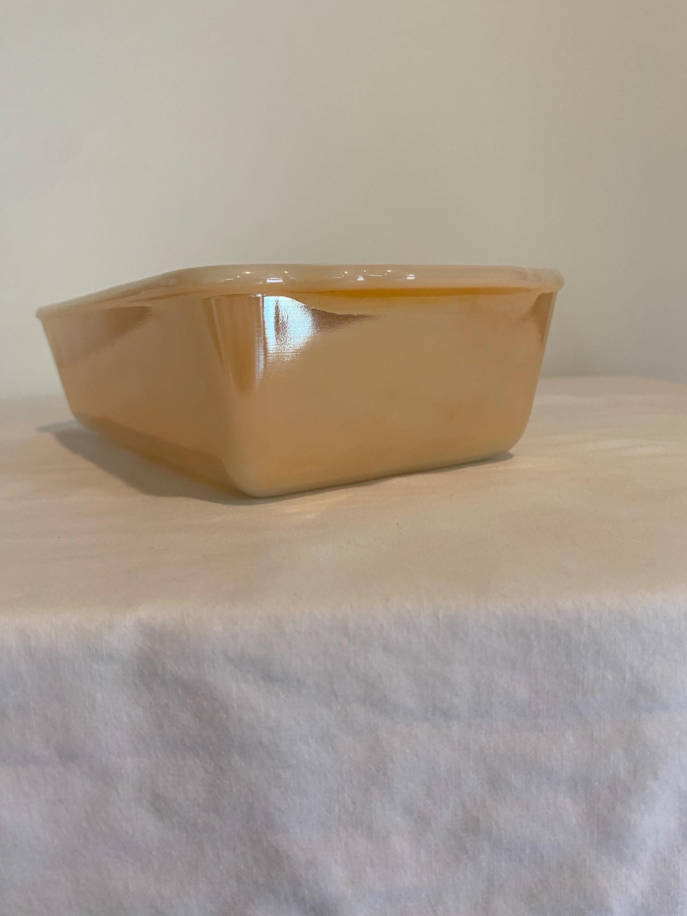 Fire King Peach Luster Loaf/baking Dish Block FIRE KING Logo