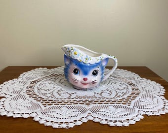 Vintage Lefton Miss Priss gräddkanna | Mitten av århundradet modern tillverkad i Japan keramisk kattansiktskanna