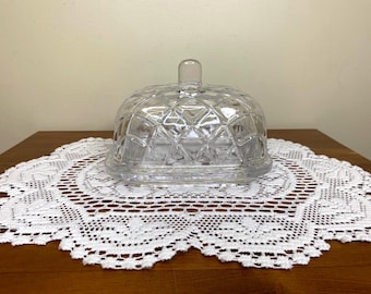 Burriera vintage in vetro con coperchio / Cucina moderna di metà secolo