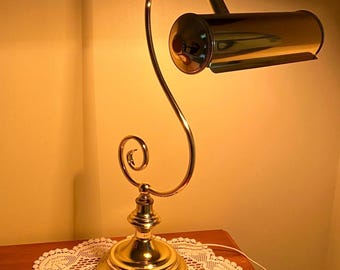 Vintage Messing Klavierlampe | Verstellbare antike Banker-Schreibtischlampe | Mid Century Messing Tischlampe | Musik-Licht | Klassische Büroleuchte