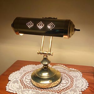 Vintage Brass Bankers Lamp | Adjustable Antique Piano Light | Mid Century Brass Table Lamp | Music Light | Classic Office Desk Light