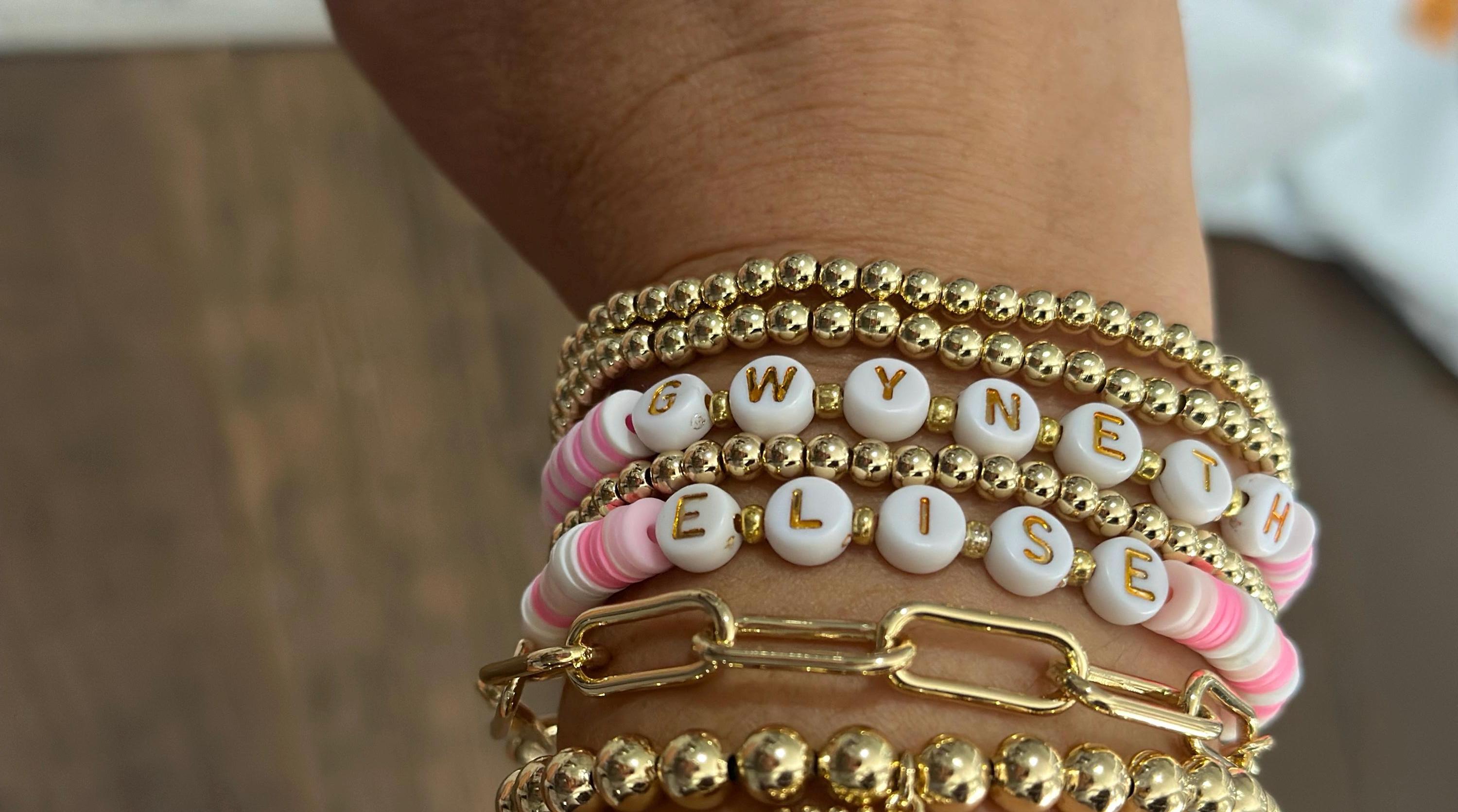 Custom stacked bracelet for any 2 names & colors