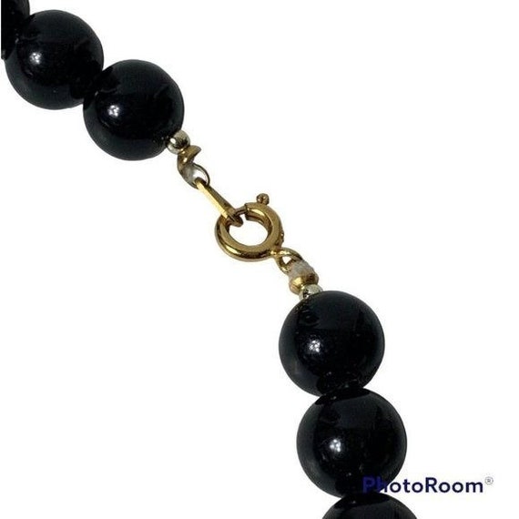 VINTAGE Black Gold Stripe Cabochon Necklace - image 4