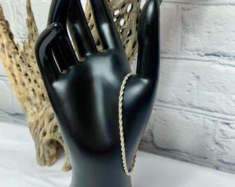 Vintage RINC SP LIND Silver Plated Twisted Rope Chain Bracelet 7"
