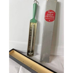 Vintage Taylor Deep Frying Thermometer in Box 1930's Stainless Steel 