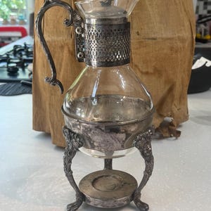 Vintage Silver Plated and Glass Coffee Tea Carafe Pot